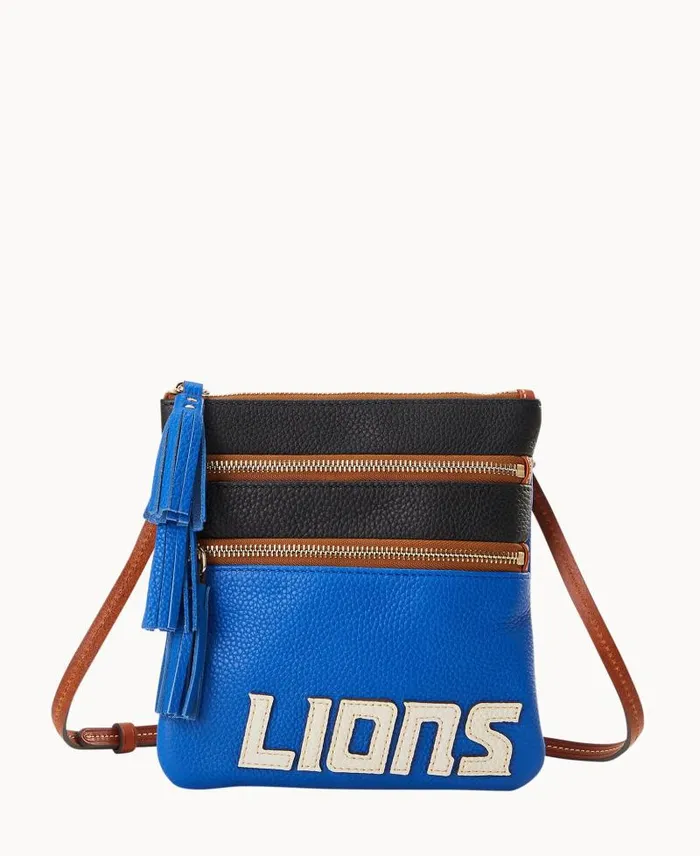 WomenMen Crossbodies Dooney and Bourke NFL Lions Triple Zip Crossbody Lions