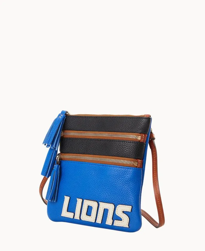 WomenMen Crossbodies Dooney and Bourke NFL Lions Triple Zip Crossbody Lions