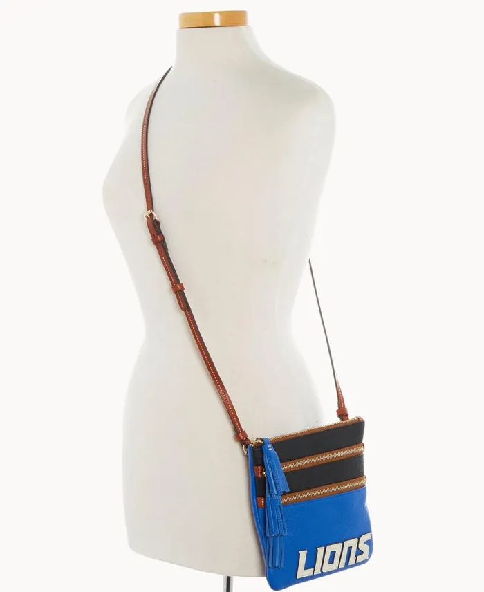 WomenMen Crossbodies Dooney and Bourke NFL Lions Triple Zip Crossbody Lions