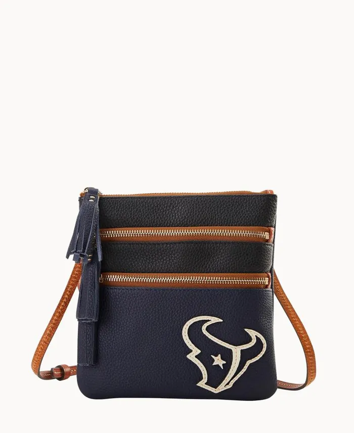 WomenMen Crossbodies Dooney and Bourke NFL Texans Triple Zip Crossbody Texans