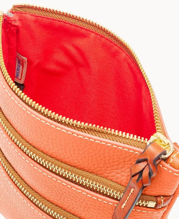 WomenMen Crossbodies Dooney and Bourke Pebble Grain North South Triple Zip Coral WomenMen Crossbodies Dooney and Bourke Pebble Grain North South Triple Zip Coral