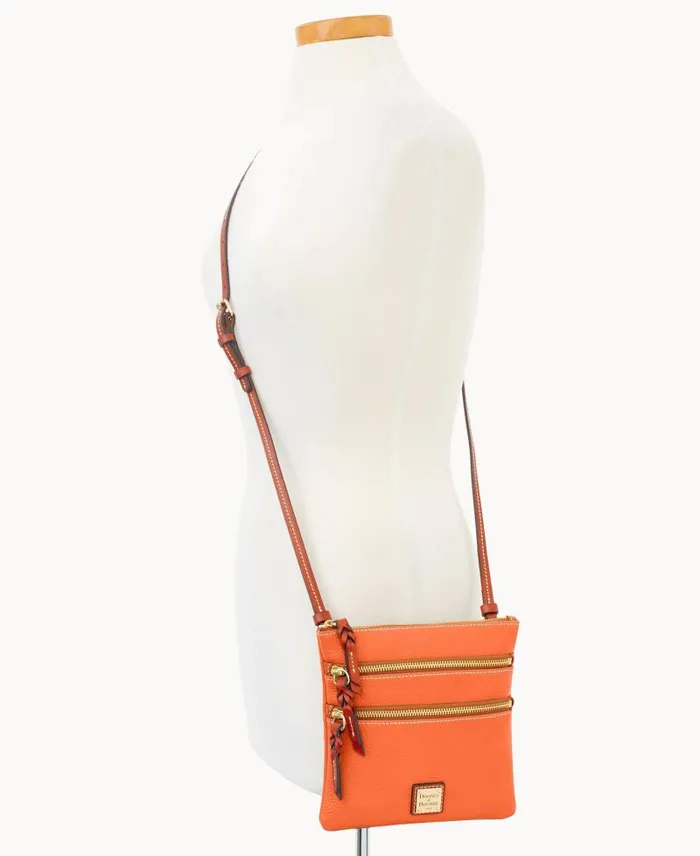 WomenMen Crossbodies Dooney and Bourke Pebble Grain North South Triple Zip Coral WomenMen Crossbodies Dooney and Bourke Pebble Grain North South Triple Zip Coral