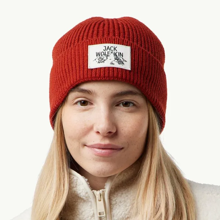 WomenMen Jack Wolfskin Hats BADGE BEANIE 8211 Intense Rust One Size 8211 Beanie