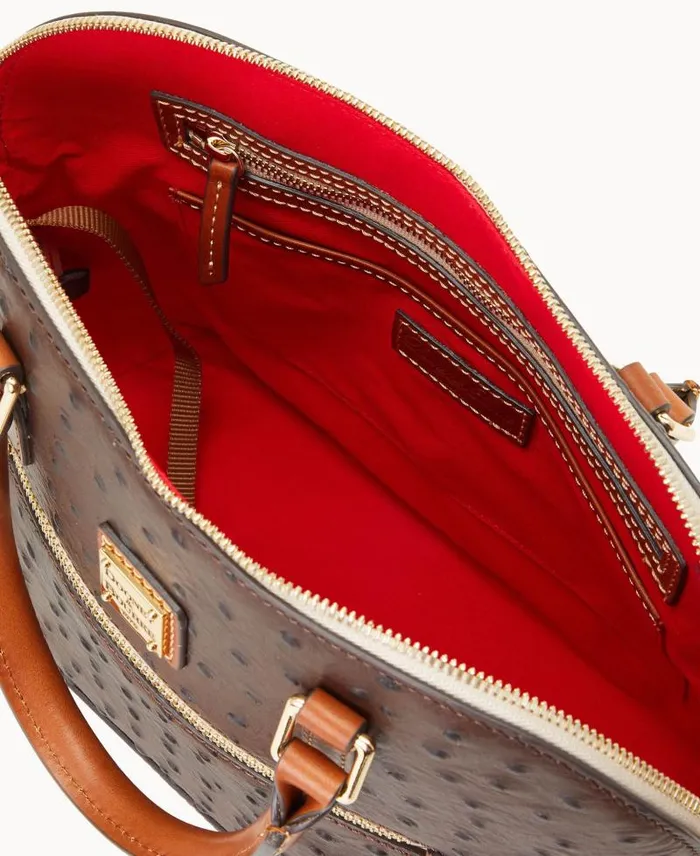 WomenMen Satchels Dooney and Bourke Ostrich Domed Zip Satchel Brown Tmoro