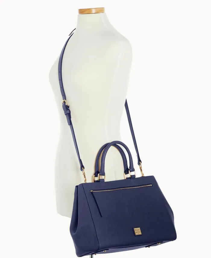 WomenMen Satchels Dooney and Bourke Saffiano Zip Satchel Marine