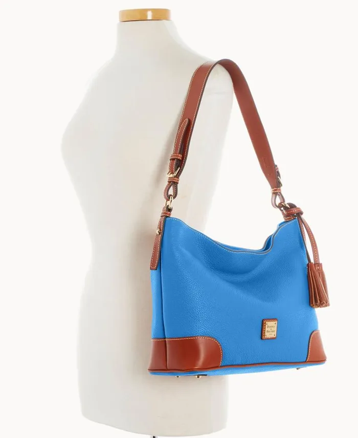 WomenMen Shoulder Bags Dooney and Bourke Pebble Grain Large Sac Azure