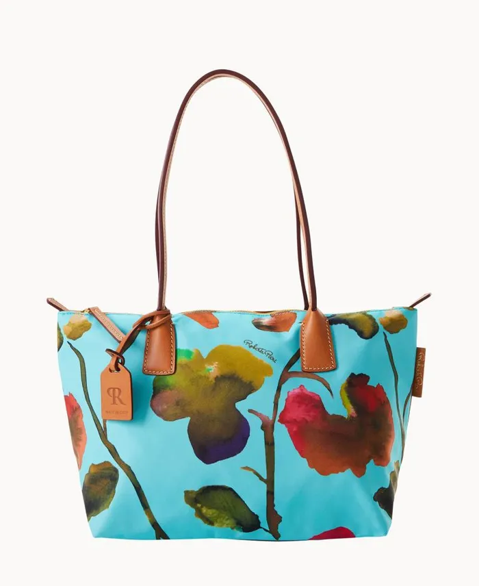 WomenMen Totes Dooney and Bourke Roberta Pieri Flower Classic Sm Robertina Tote W Long Handle Light Blue
