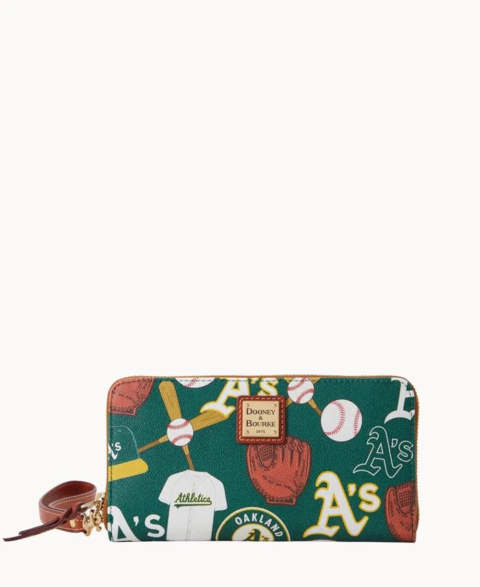 WomenMen Wallets Dooney and Bourke MLB Athletics Large Zip Around Wristlet Athletics