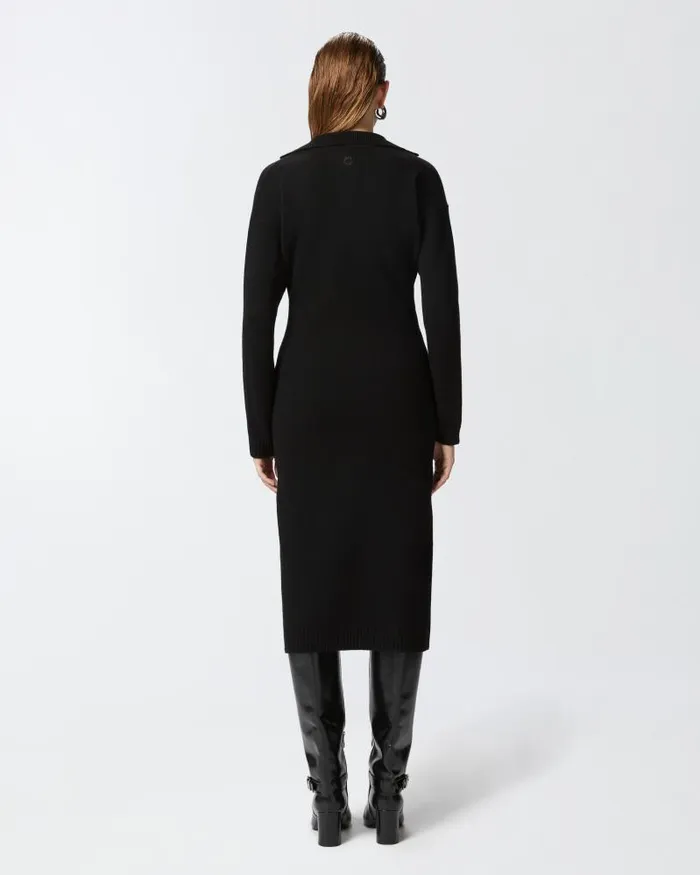 Women MidLength Dresses Pinko Long Cashmere Blend Knit Dress Limo Black Women MidLength Dresses Pinko Long Cashmere Blend Knit Dress Limo Black