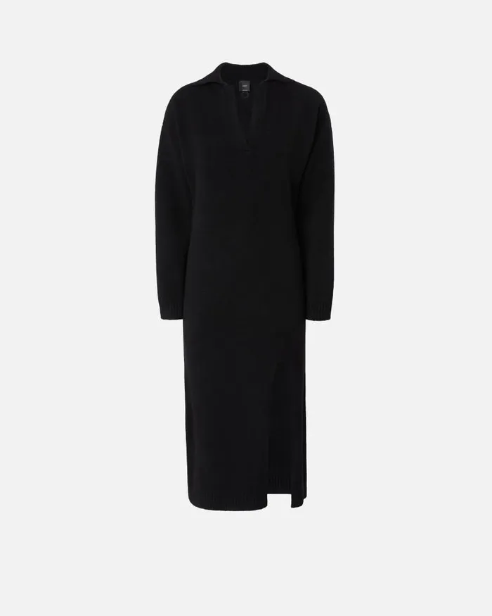 Women MidLength Dresses Pinko Long Cashmere Blend Knit Dress Limo Black Women MidLength Dresses Pinko Long Cashmere Blend Knit Dress Limo Black