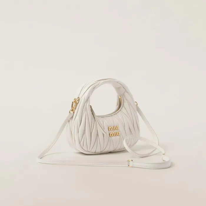 Women Mini Bags Miu Miu Wander Matelass Nappa Leather Hobo Minibag White Women Mini Bags Miu Miu Wander Matelass Nappa Leather Hobo Minibag White