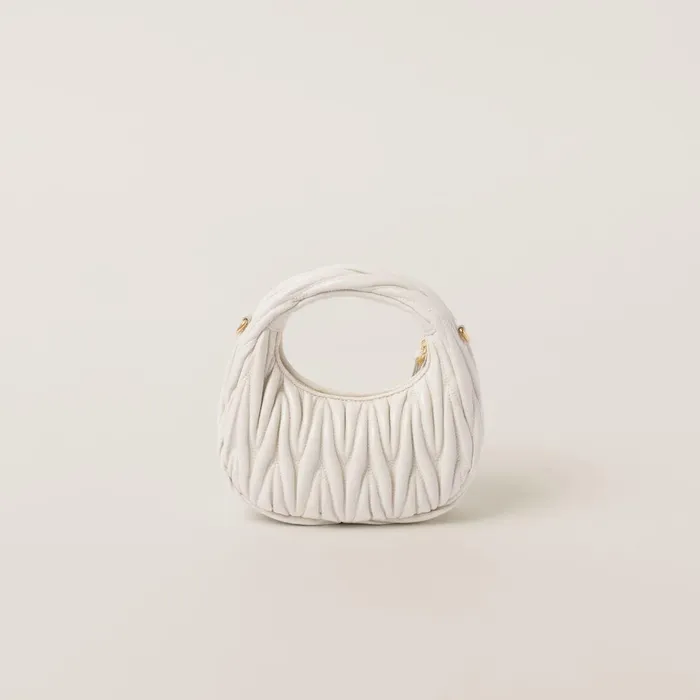 Women Mini Bags Miu Miu Wander Matelass Nappa Leather Hobo Minibag White Women Mini Bags Miu Miu Wander Matelass Nappa Leather Hobo Minibag White
