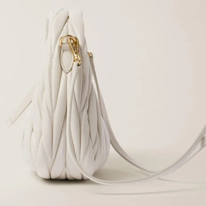 Women Mini Bags Miu Miu Wander Matelass Nappa Leather Hobo Minibag White Women Mini Bags Miu Miu Wander Matelass Nappa Leather Hobo Minibag White