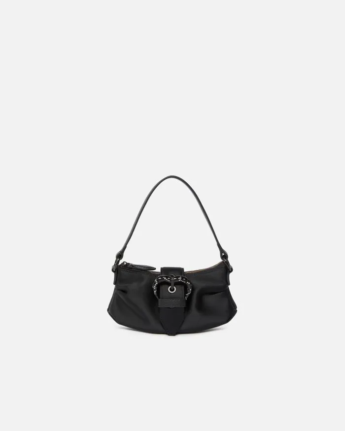 Women Mini Bags Pinko Duchesse Clutch With Heartshaped Buckle Limo Black Block Colour