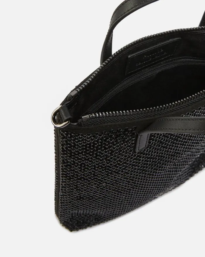 Women Mini Bags Pinko Small Shopping Bag With Jewel Rhinestones And Shoulder Strap Limo Blackshiny Nickel Women Mini Bags Pinko Small Shopping Bag With Jewel Rhinestones And Shoulder Strap Limo Blackshiny Nickel