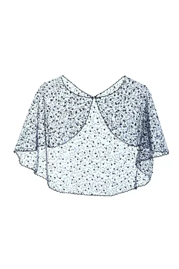 Women Navy Pearl Sequin Cape Quiz Clothing Capes and Ponchos