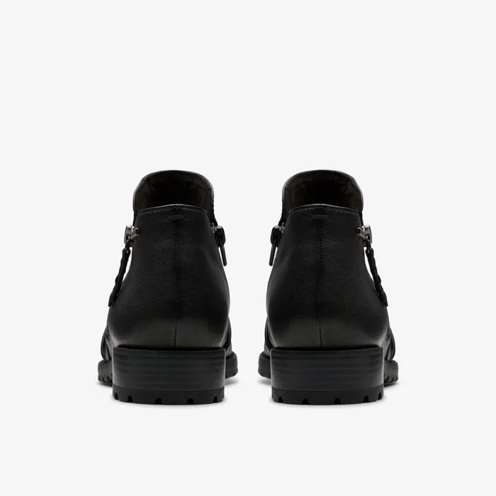 Women Nissini Top Waterproof Black Leather Clarks Boots and Booties