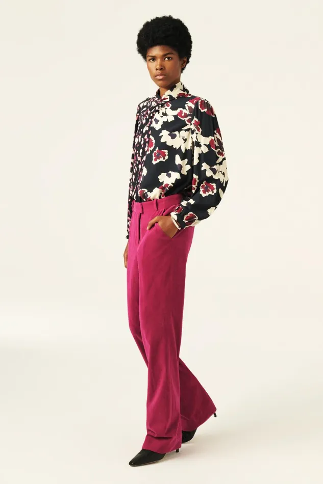 Women Pants and Jeans Baandsh StraightLeg Velvet Pants Babilon Pink