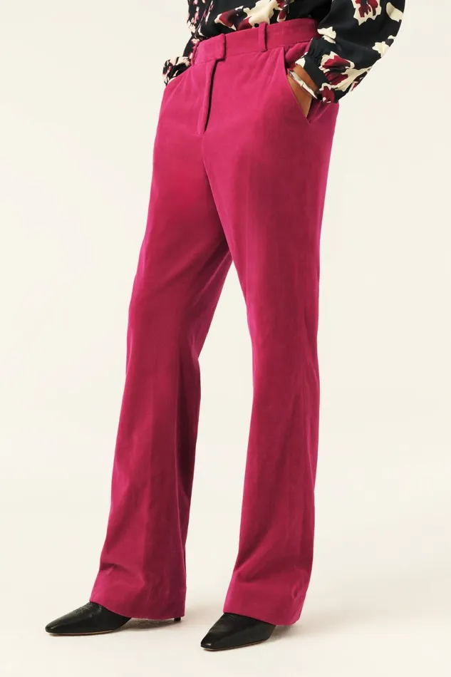 Women Pants and Jeans Baandsh StraightLeg Velvet Pants Babilon Pink