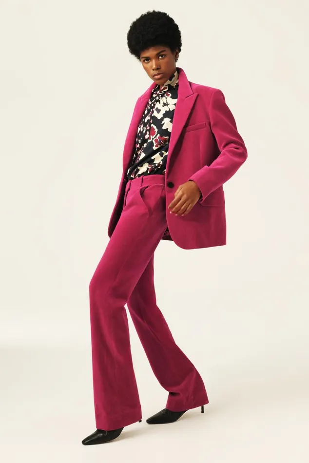 Women Pants and Jeans Baandsh StraightLeg Velvet Pants Babilon Pink
