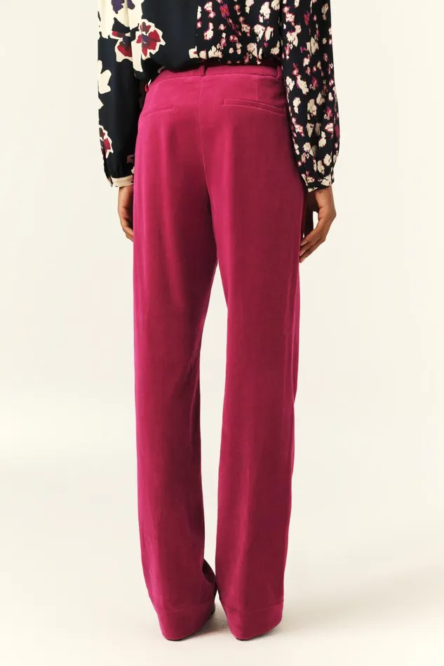 Women Pants and Jeans Baandsh StraightLeg Velvet Pants Babilon Pink