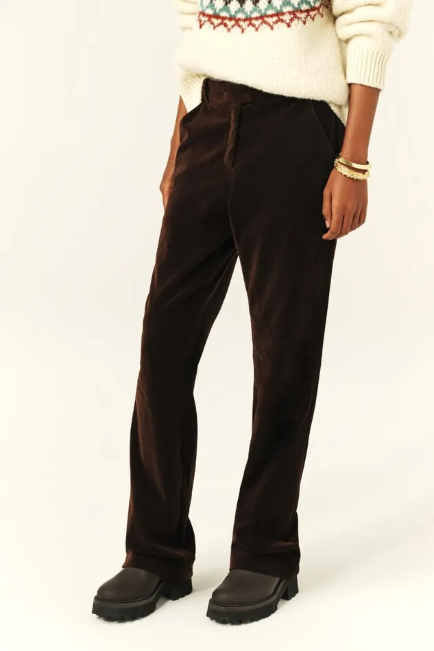 Women Pants and Jeans Baandsh StraightLeg Velvet Pants Babilon Pink