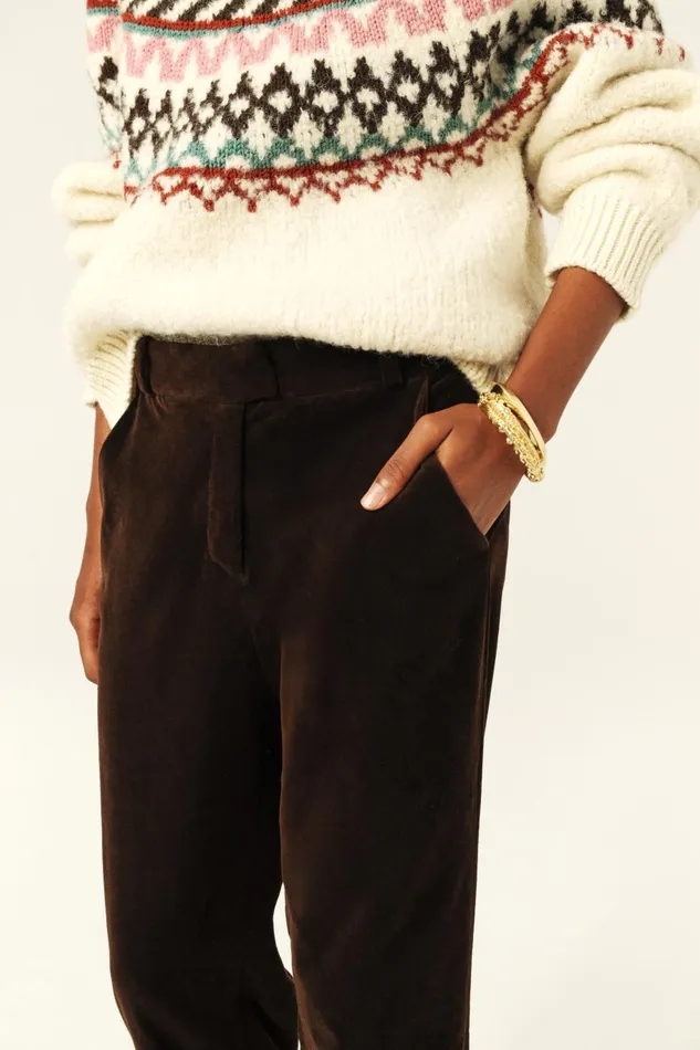 Women Pants and Jeans Baandsh StraightLeg Velvet Pants Babilon Pink