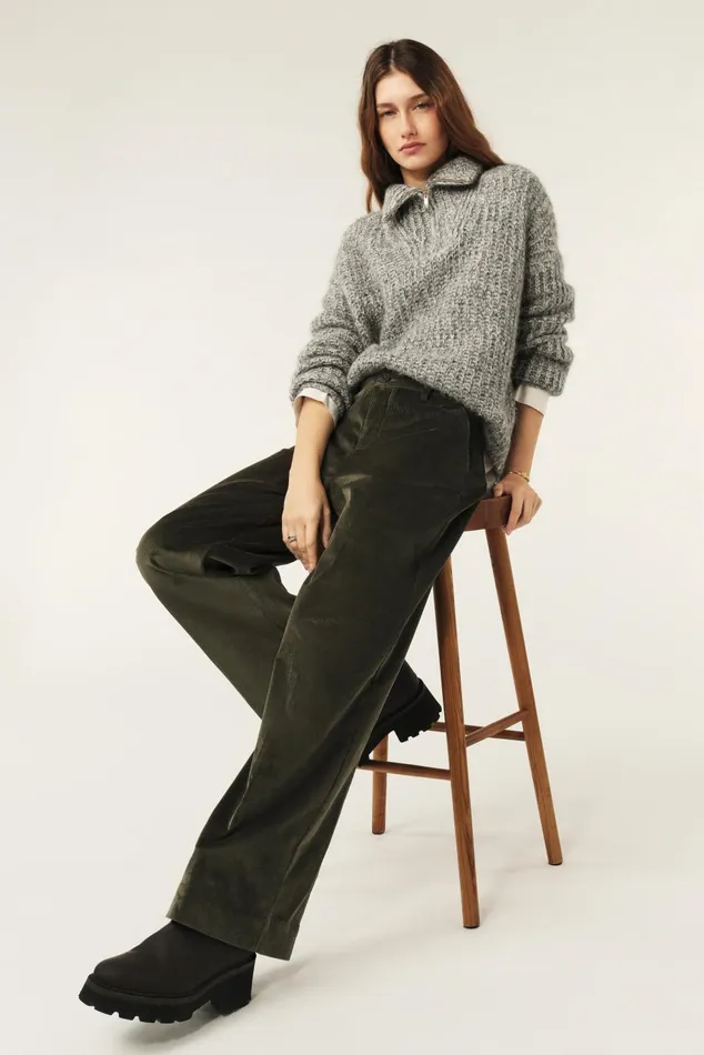 Women Pants and Jeans Baandsh WideLeg Velvet Pants Nali Green