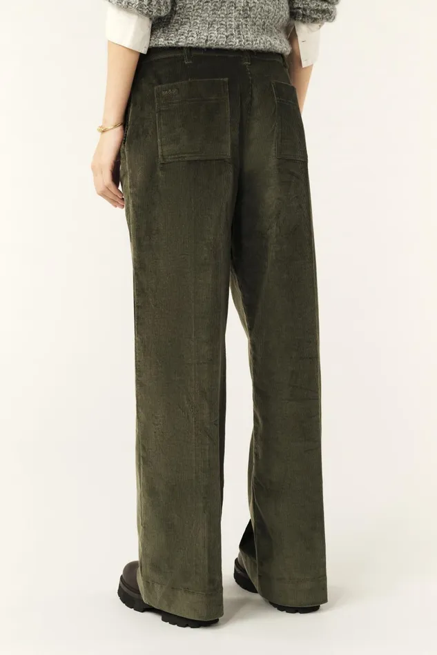 Women Pants and Jeans Baandsh WideLeg Velvet Pants Nali Green