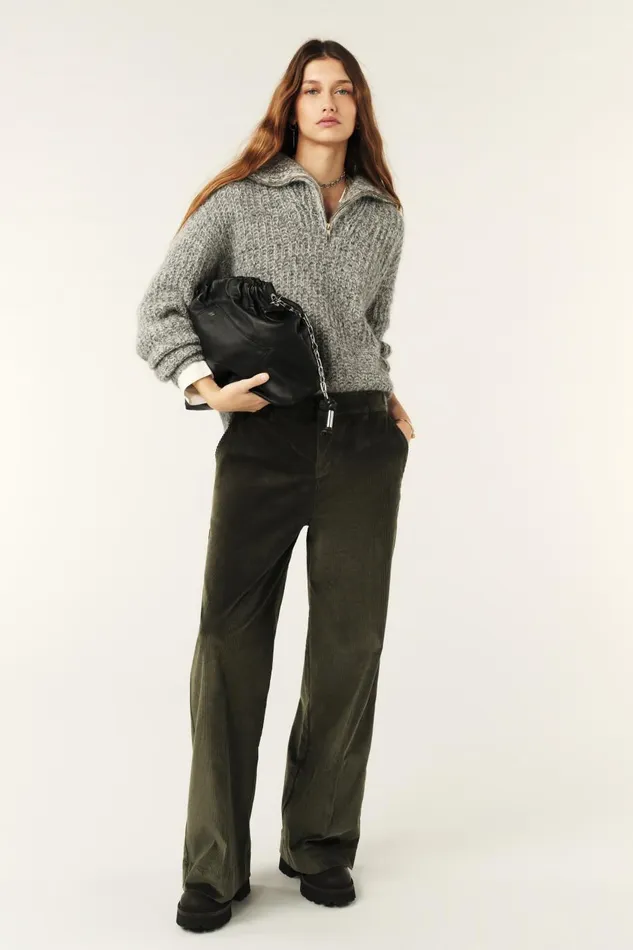 Women Pants and Jeans Baandsh WideLeg Velvet Pants Nali Green