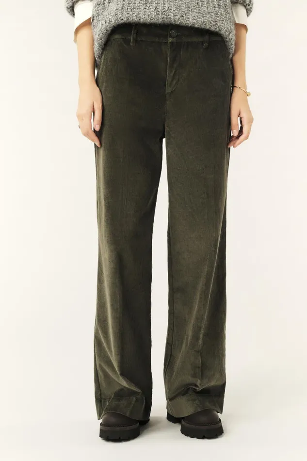 Women Pants and Jeans Baandsh WideLeg Velvet Pants Nali Green