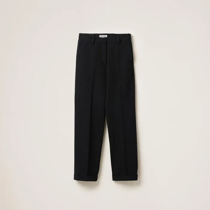 Women Pants And Shorts Miu Miu Gabardine Pants Black