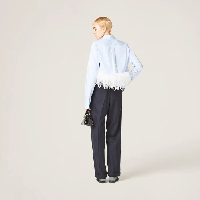 Women Pants And Shorts Miu Miu Pinstriped Pants Navy Women Pants And Shorts Miu Miu Pinstriped Pants Navy