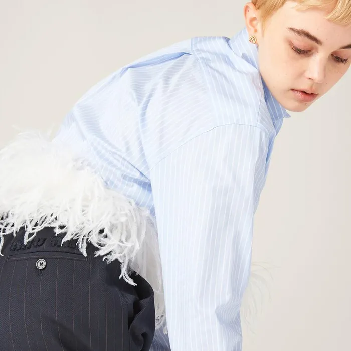 Women Pants And Shorts Miu Miu Pinstriped Pants Navy Women Pants And Shorts Miu Miu Pinstriped Pants Navy