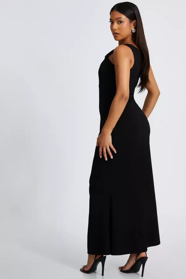 Women Petite Black Fishtail Midaxi Dress Quiz Clothing Dresses