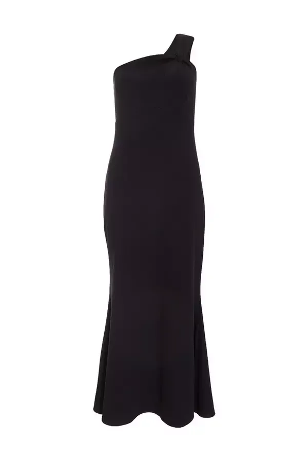 Women Petite Black Fishtail Midaxi Dress Quiz Clothing Dresses