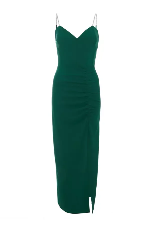 Women Petite Bottle Green Ruched Maxi Dress Quiz Clothing Dresses