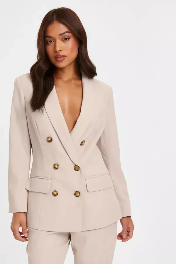 Women Petite Stone Tailored Blazer Quiz Clothing Blazers