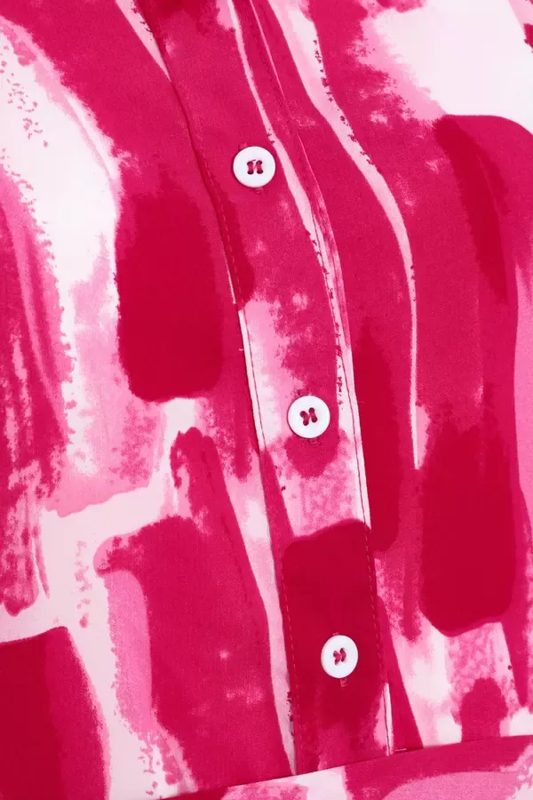Women Pink Brush Stroke Midi Shirt Dress Quiz Clothing Dresses