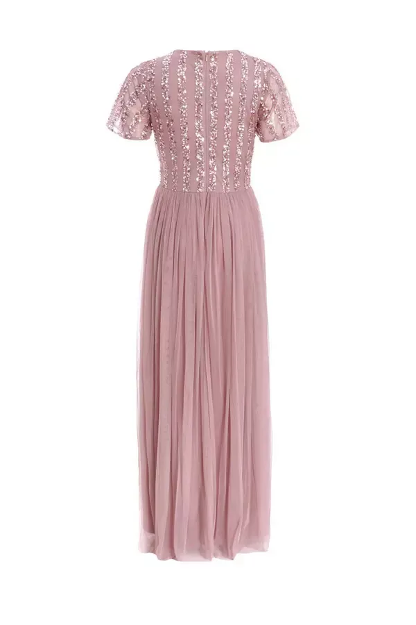 Women Pink Embellished Sequin Maxi Dress Quiz Clothing Dresses