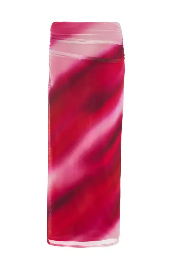 Women Pink Ombre Ruched Maxi Skirt Quiz Clothing Skirts