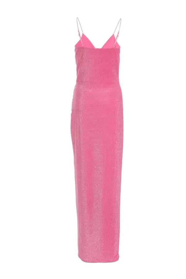 Women Pink Shimmer Wrap Maxi Dress Quiz Clothing Dresses