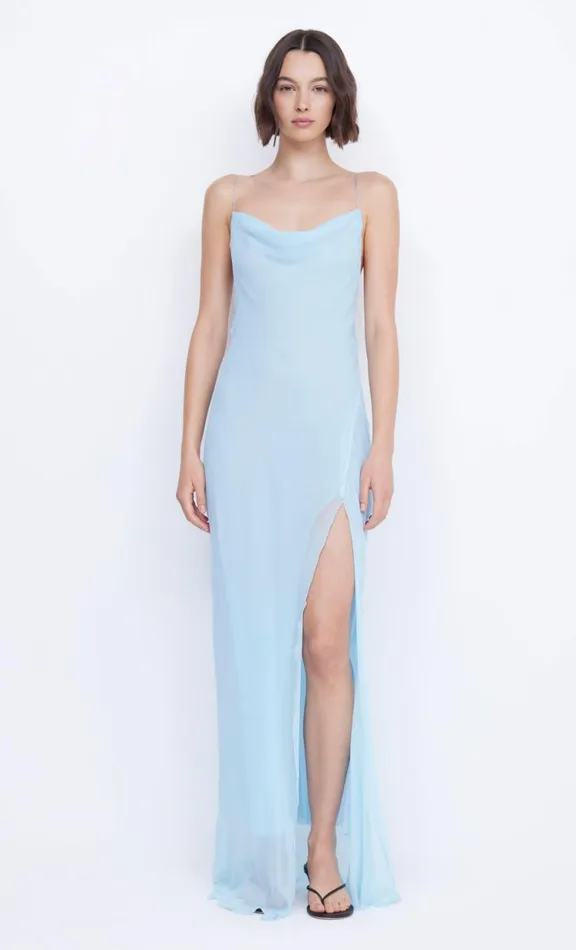 Women Prom Dresses Bec Bridge ELZETTE SPLIT MAXI DRESS 8211 DOLPHIN BLUE