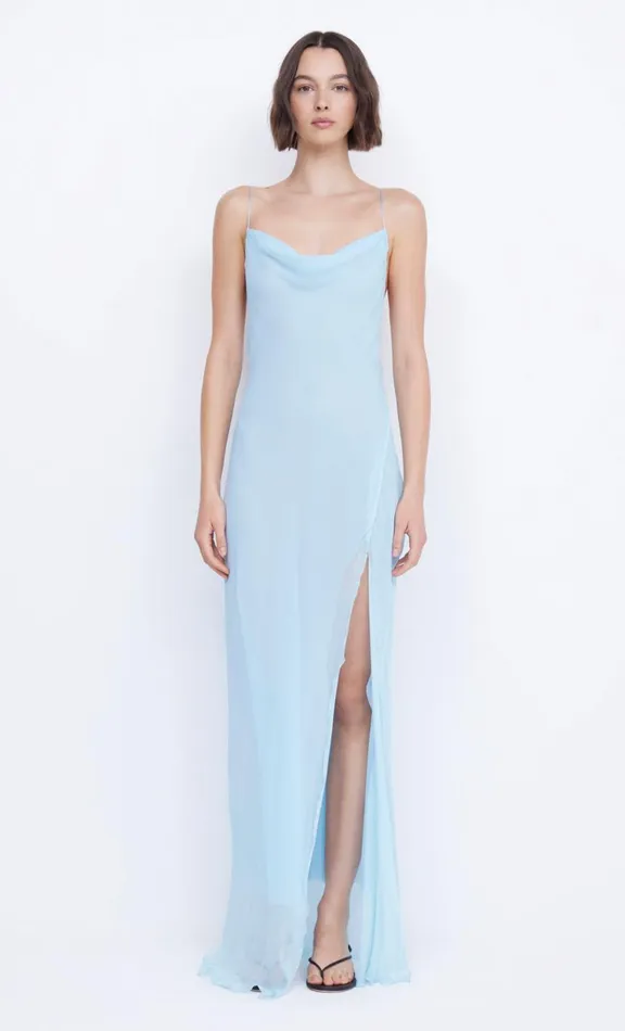 Women Prom Dresses Bec Bridge ELZETTE SPLIT MAXI DRESS 8211 DOLPHIN BLUE