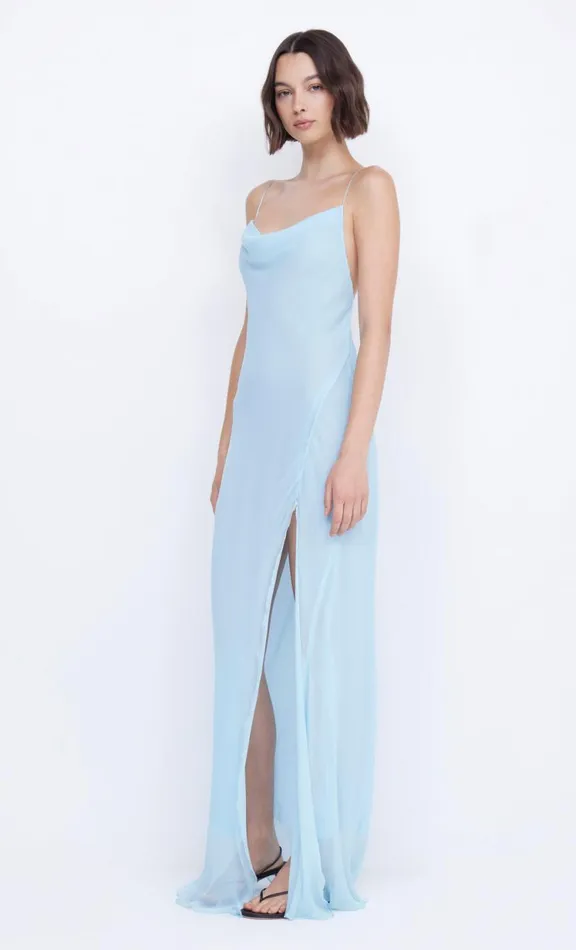 Women Prom Dresses Bec Bridge ELZETTE SPLIT MAXI DRESS 8211 DOLPHIN BLUE