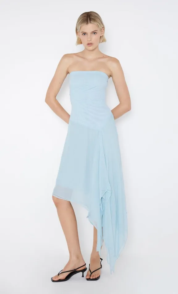 Women Prom Dresses Bec Bridge ELZETTE STRAPLESS MIDI DRESS 8211 DOLPHIN BLUE
