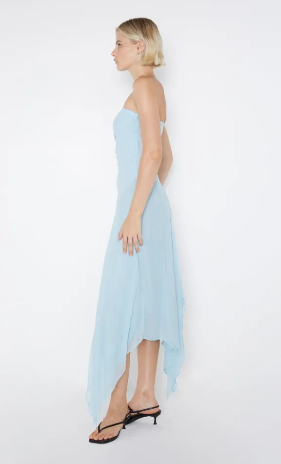 Women Prom Dresses Bec Bridge ELZETTE STRAPLESS MIDI DRESS 8211 DOLPHIN BLUE