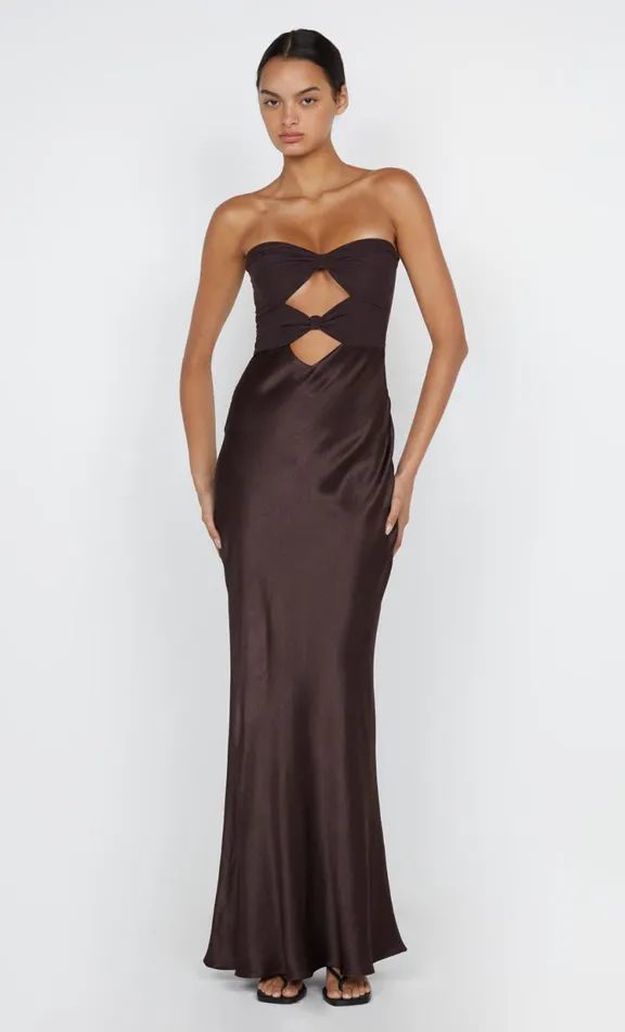 Women Prom Dresses Bec Bridge HALLE STRAPLESS DRESS 8211 CHOCOLATE