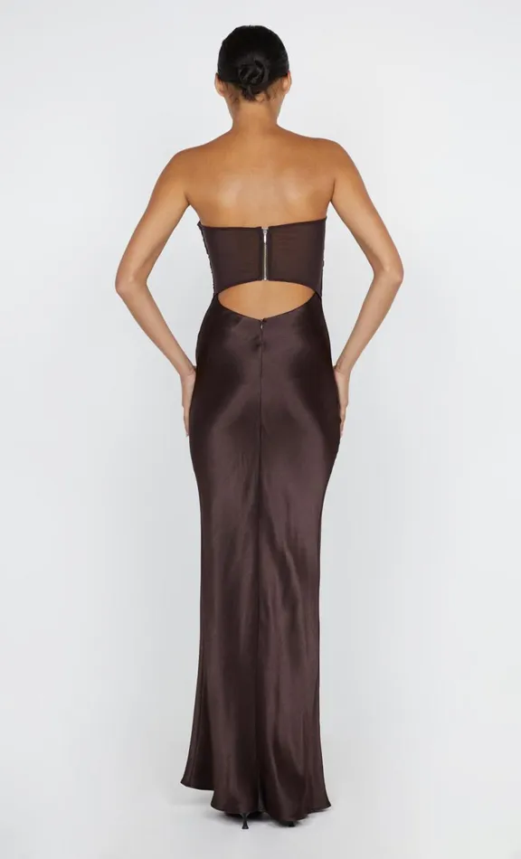 Women Prom Dresses Bec Bridge HALLE STRAPLESS DRESS 8211 CHOCOLATE