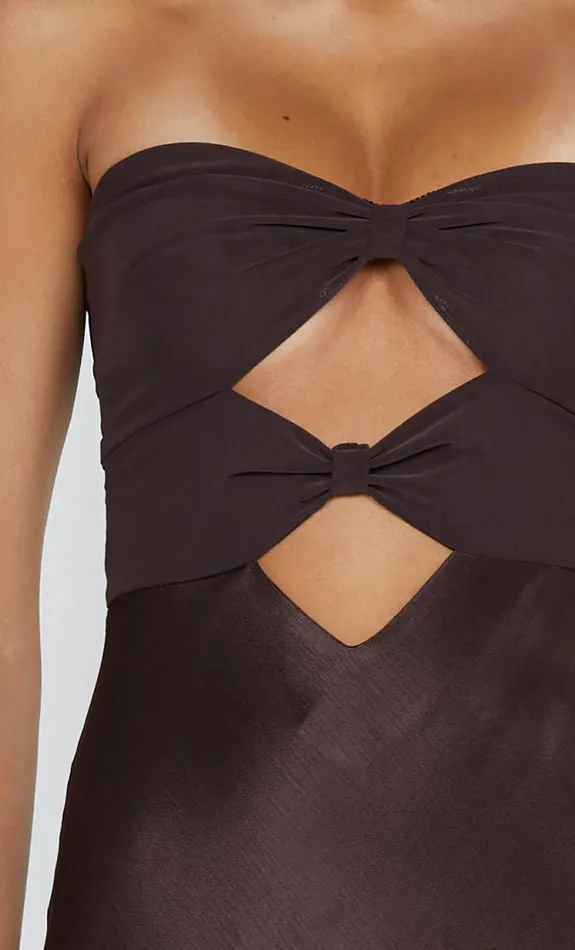 Women Prom Dresses Bec Bridge HALLE STRAPLESS DRESS 8211 CHOCOLATE